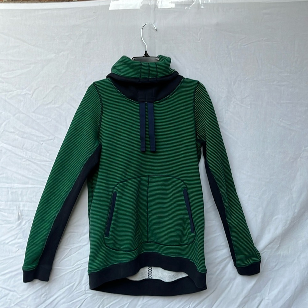 Lululemon Blue/Green Striped Funnel-Neck Sweatshirt Sz4